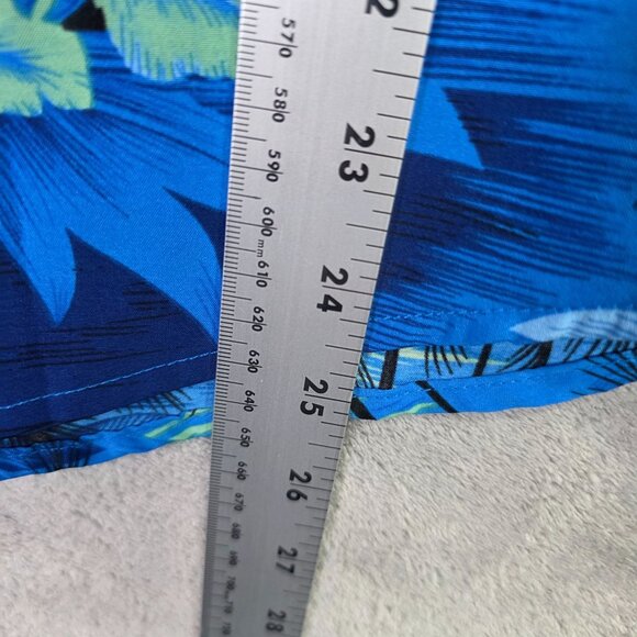 Mens Hawaiian Blue Tropical Print Shirt Short Sleeve Button Up Polyester Size S - Picture 6 of 8